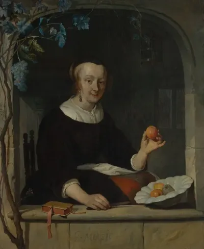 A Woman Seated At A Window
