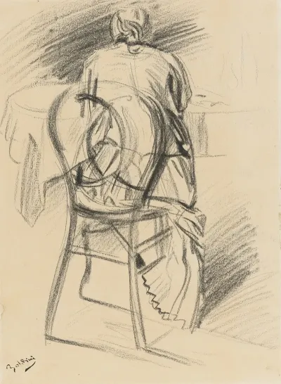 A Woman Seated Seen From Behind