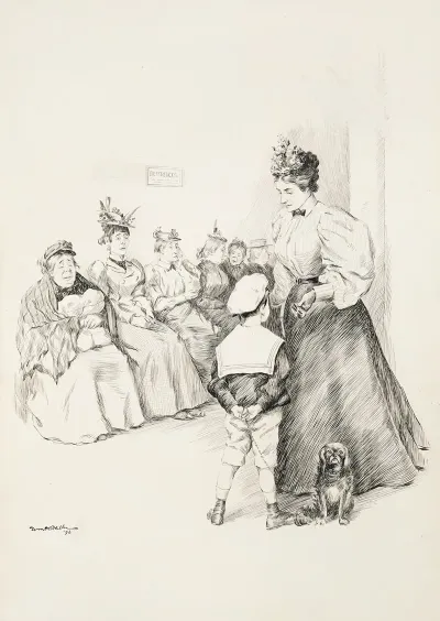 A Woman Talks To A Boy And His Dog