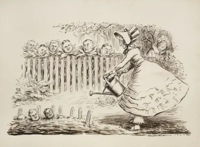 A Woman Waters Plants In Her Garden
