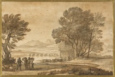 A Wooded River Landscape With Jacob Laban And His Daughters