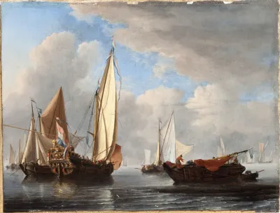 A Yacht And Other Vessels In A Calm