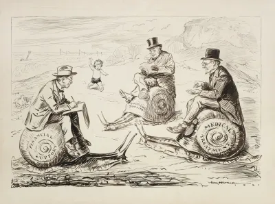 A Young Boy Approaches Three Men Writing And Riding Snails