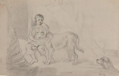 A Young Boy With Dogs