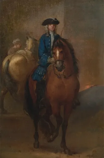 A Young Gentleman Riding A Schooled Horse