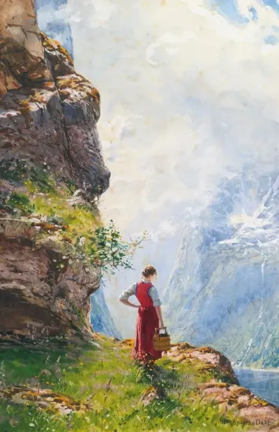 A Young Girl By A Fjord