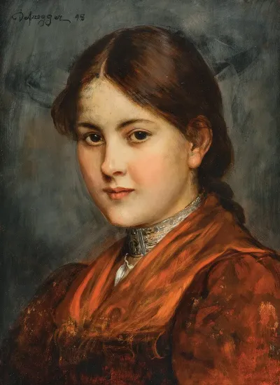 A Young Girl In A Traditional Costume With Silver Choker