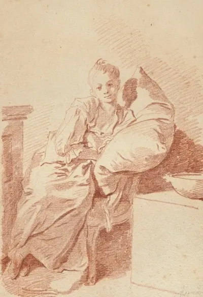 A Young Girl Seated In An Interior Leaning Against A Pillow La Jeune Malade