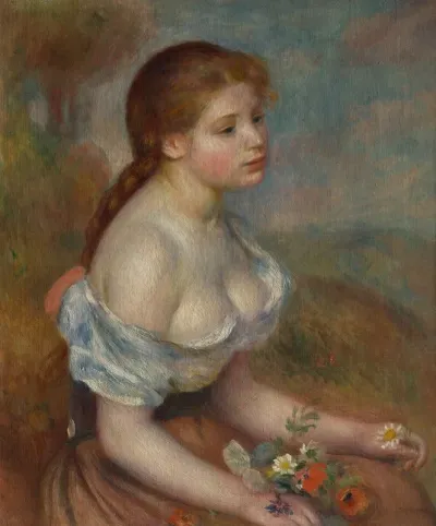 A Young Girl With Daisies