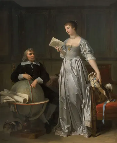A Young Lady Reading A Letter From Her Husband