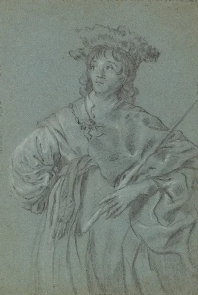 A Young Man With A Fur Hat Holding A Staff