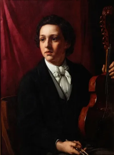 A Young Musician With Her Violin Portrait Of Ms Rung 1854 1914