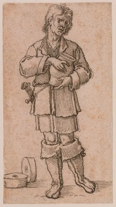 A Young Peasant Holding A Jar