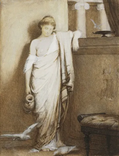 A Young Roman Woman In A Classical Interior