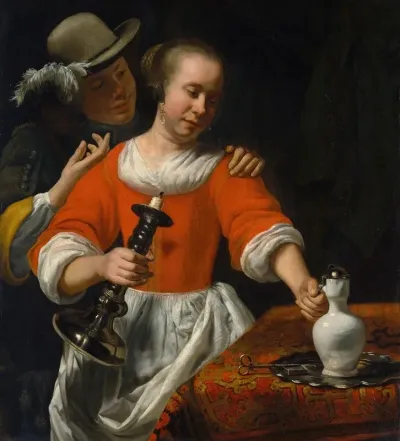 A Young Woman And A Cavalier