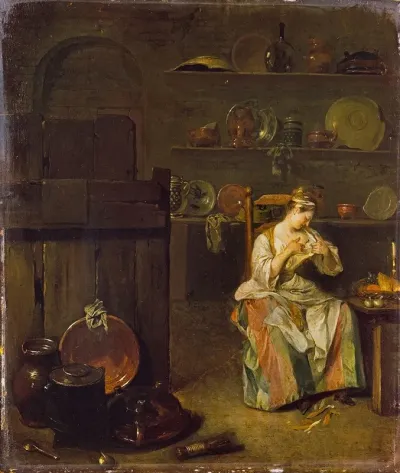 A Young Woman In A Kitchen