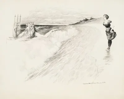 A Young Woman On The Sea Shore Talks To Neptune
