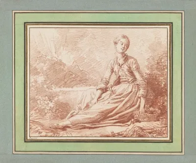 A Young Woman Seated On The Ground