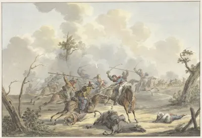 Aanval Tussen Kozakken Van De Krim En Franse Rijdende Artillerie