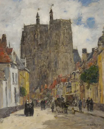 Abbeville Rue Et Eglise Saint Vulfran
