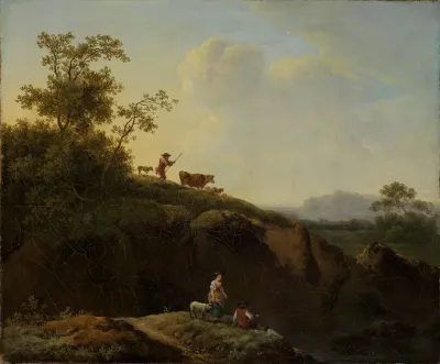 Abendlandschaft Mit Hirten