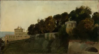 Abendstimmung Aus Der Villa Palavicini In Pegli Bei Genua