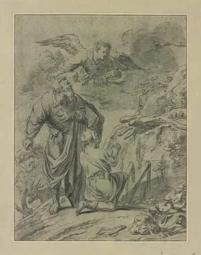 Abraham Im Begriff Seinen Sohn Isaak Zu Opfern Erblickt Den Engel