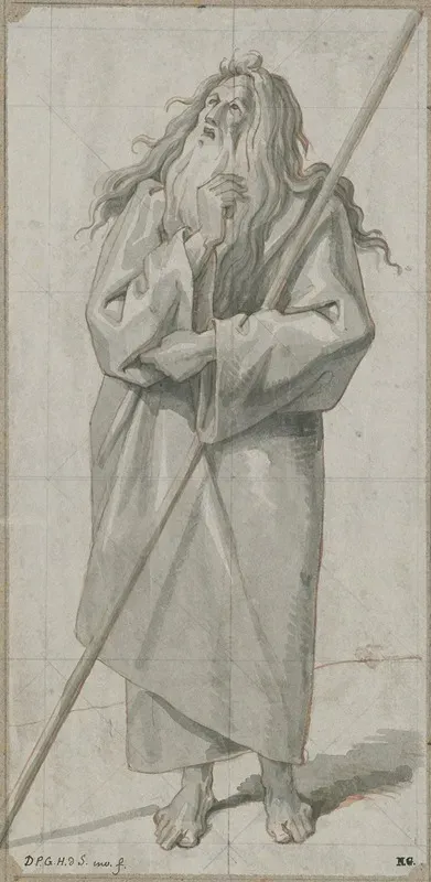 Abraham Met Staf De Blik Omhoog Gericht