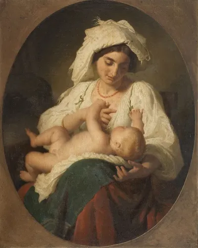 Abruzzi Woman With A Suckling Child