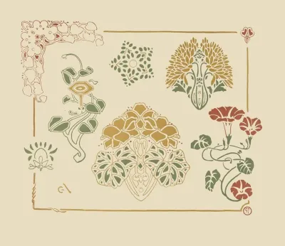 Abstract Design Based On Leaves And Trumpet Shaped Flowers