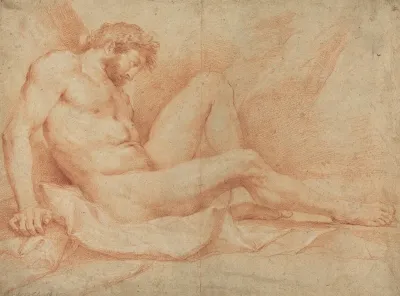 Academic Nude Study Of A Seated Male