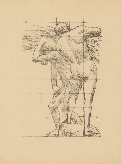Academie Deux Hommes Nus De Dos Et De Profil