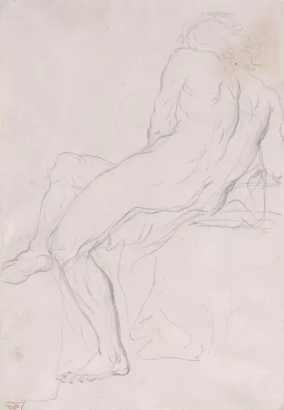Academy Sketch Of A Seated Male Figure