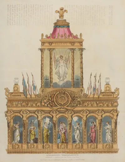 Ackermanns Transparency Exhibited To Commemorate The Peace June 1814