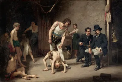 Acrobat Family Before The Circus Manager