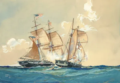 Action Between The U S S Brig Chasseur And British Schooner St Lawrence Feb 26 1815