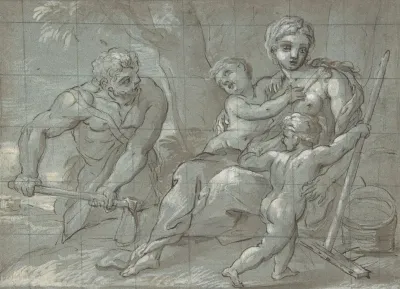 Adam And Eve After Their Expulsion With The Infants Cain And Abel