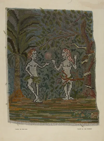 Adam Eve Embroidered Picture