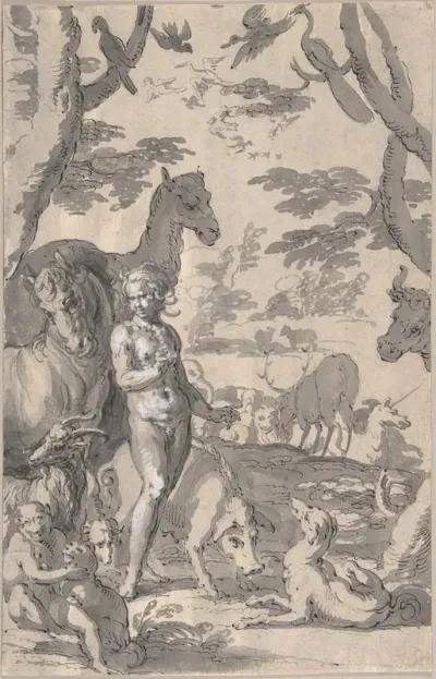 Adam In The Garden Of Eden Naming The Animals