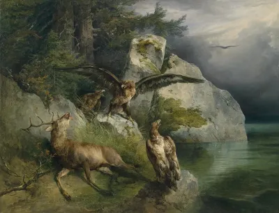Adler Und Sterbender Hirsch