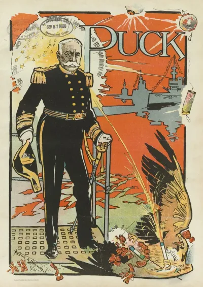 Admiral George Dewey Standing On The Bridge Of A Ship