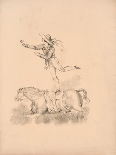 Adolphe Franconi Standing On One Leg On A Saddle On The Back Of A Horse