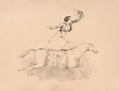 Adolphe Franconi Standing On The Back Of A Horse