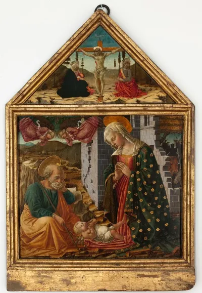 Adoration Of Child Jesus And Crucifixion