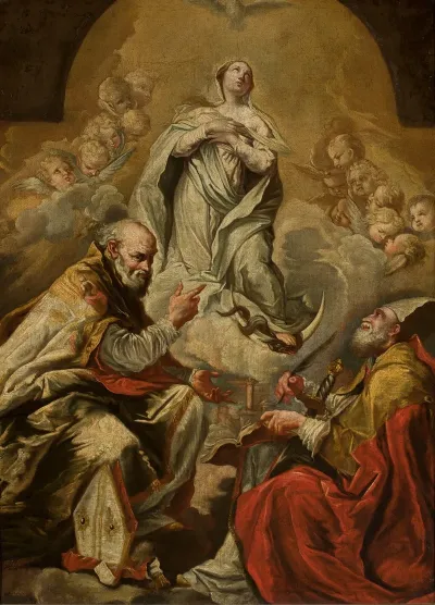 Adoration Of Virgin Mary By St Petronius And Dionysius The Areopagite