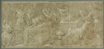 Aeneas And His Companions Preparing Animals For Sacrifice