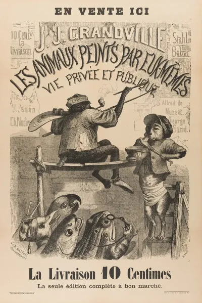 Affiche De Libraire Pour Les Scenes De La Vie Privee Et Publique Des Animaux Publiees Chezhetzel Et Paulin