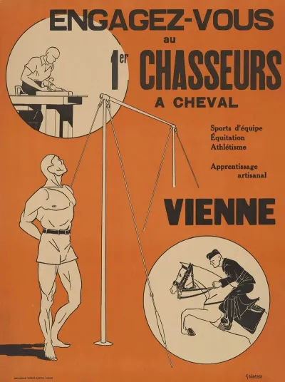 Affiche De Recrutement De Larmee De Vichy 1er Regiment De Chasseurs A Cheval