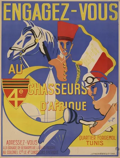 Affiche De Recrutement De Larmee De Vichy 4e Chasseurs Dafrique