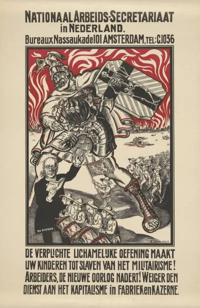 Affiche Tegen Militarisme Uitgegeven Door Het Nationale Arbeiders Secretariaat In Nederland